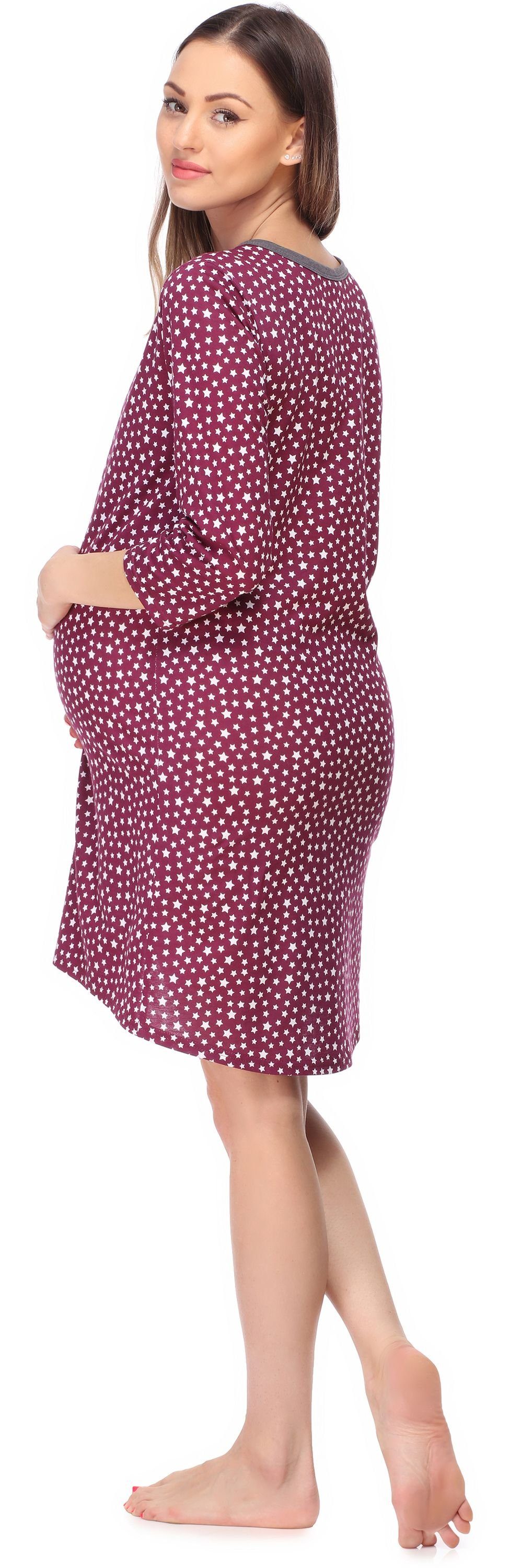 Be Mammy Umstandsnachthemd Damen Umstands Nachthemd 3/4 Arm mit Stillfunktion BE20-276 (1-tlg)