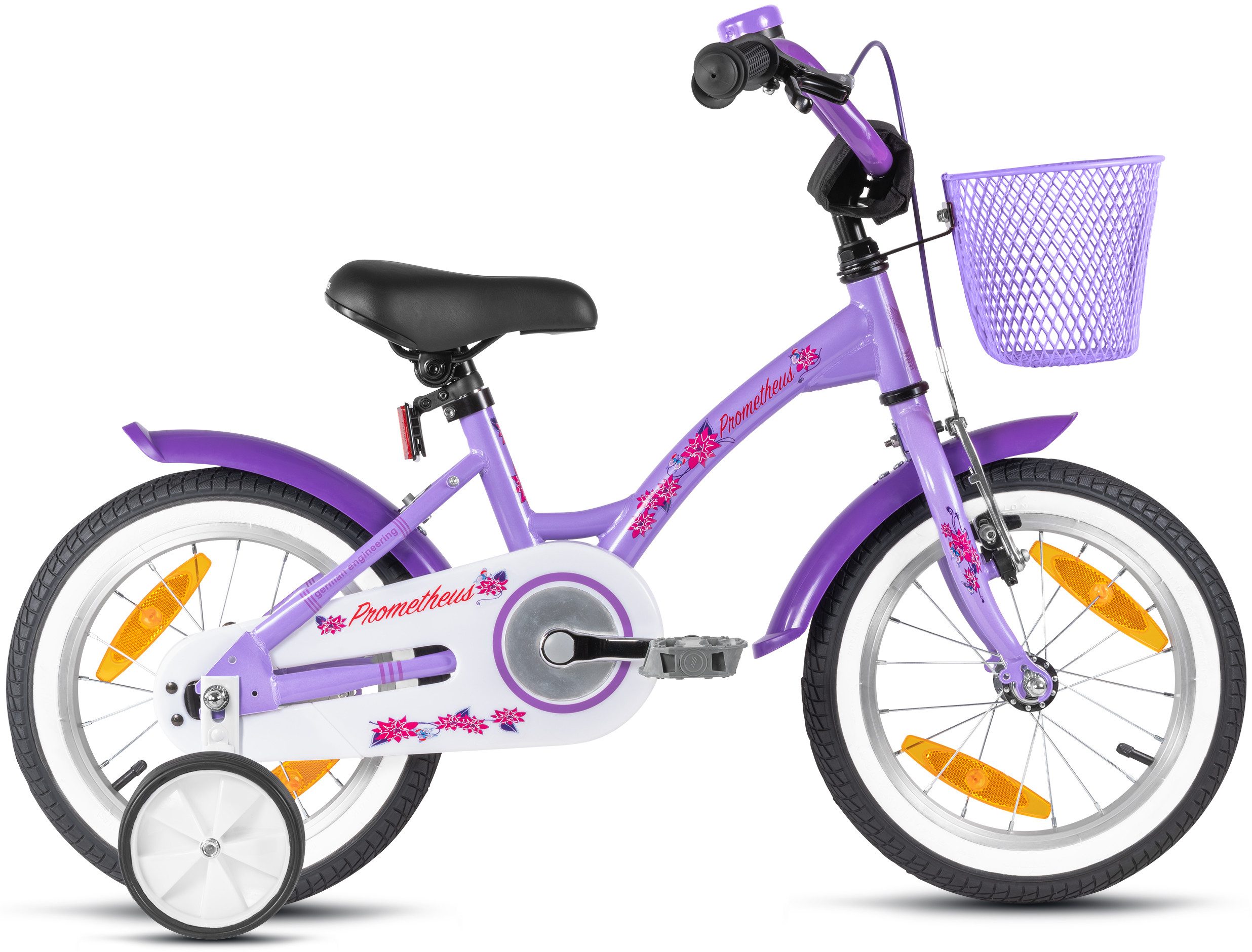 PROMETHEUS BICYCLES Kinderfahrrad HAWK 14 Zoll ab 4 Jahre, 1 Gang, Junge Mädchen Fahrrad Kinder mit Rücktrittbremse Stützräder