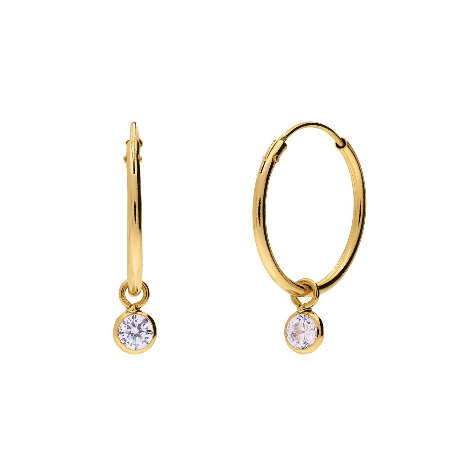LUCARDI Paar Creolen Ohrring - 585 Gold - Gold - Zirkonia - Damen