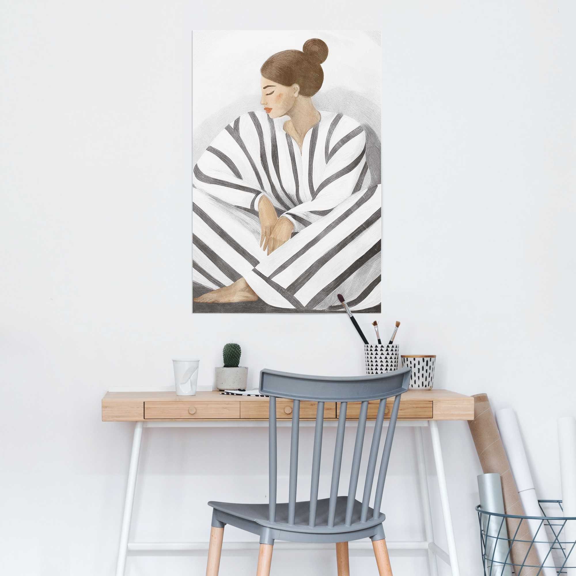 Reinders! Poster Zen-Dame grau, Schlafzimmer - Weiß - 150 gr. Papier - Frau günstig online kaufen