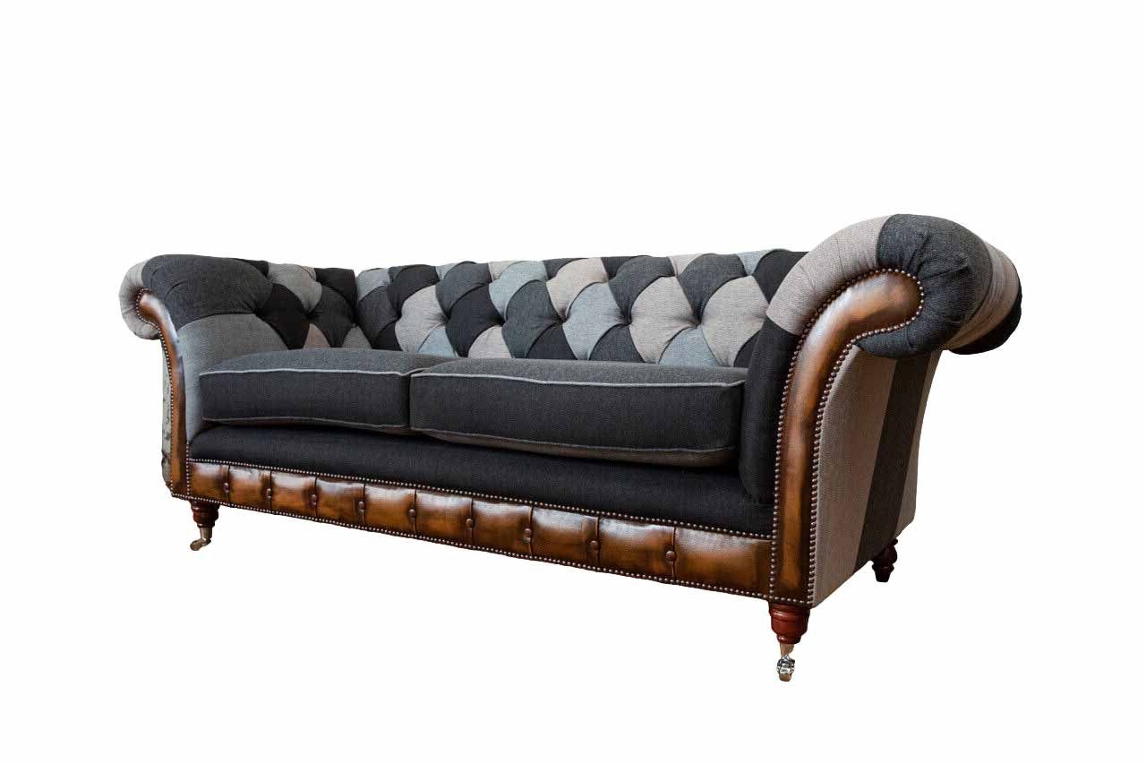 JVmoebel Chesterfield-Sofa, Sofa Dreisitzer Klassisch Design Wohnzimmer Chesterfield Textil