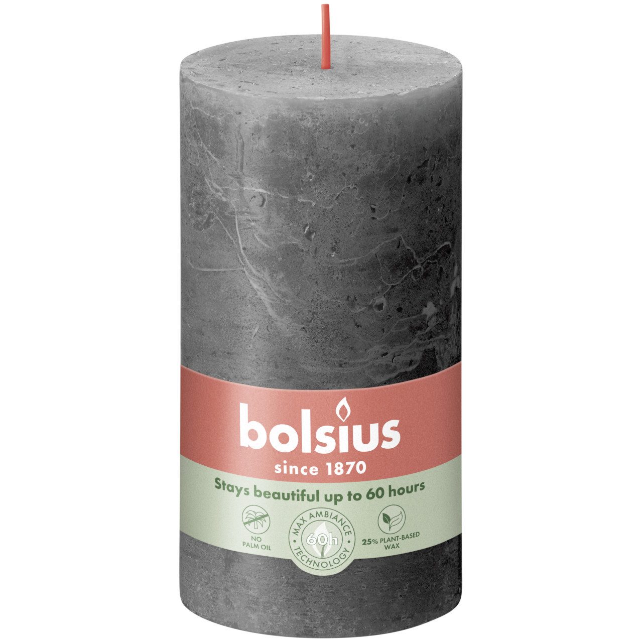 Bolsius Stumpenkerze Bolsius Rustik Stumpenkerze stürmisches grau