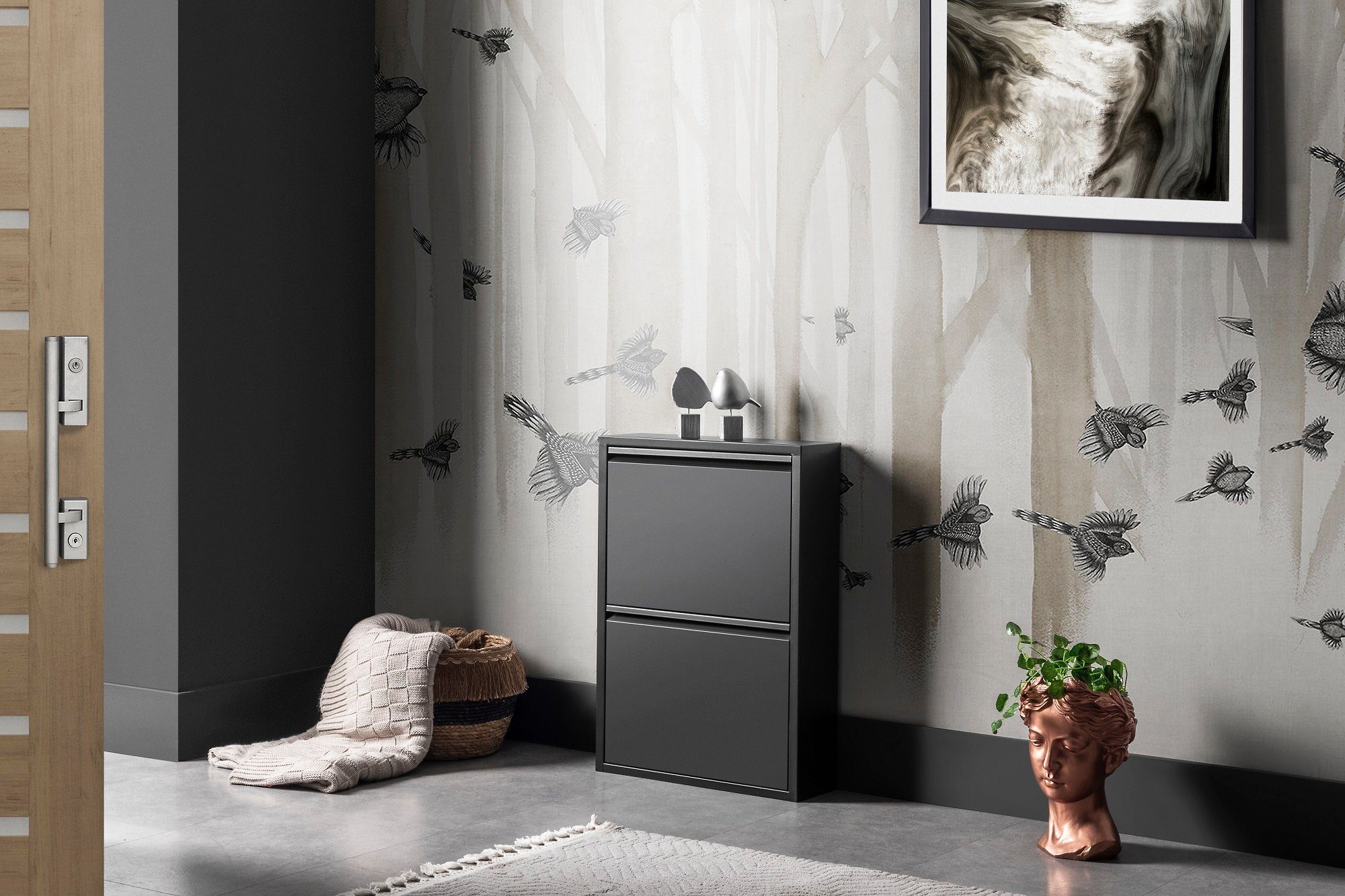 gowoll Schuhschrank Schmal Schuhregal Metall Schuhkipper mit Magnet Klappen günstig online kaufen