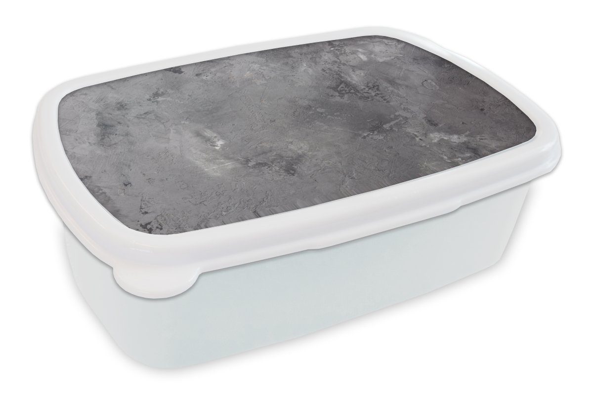 MuchoWow Lunchbox Beton - Grau - Retro, Kunststoff, (2-tlg), Brotbox für Kinder und Erwachsene, Brotdose, für Jungs und Mädchen weiß