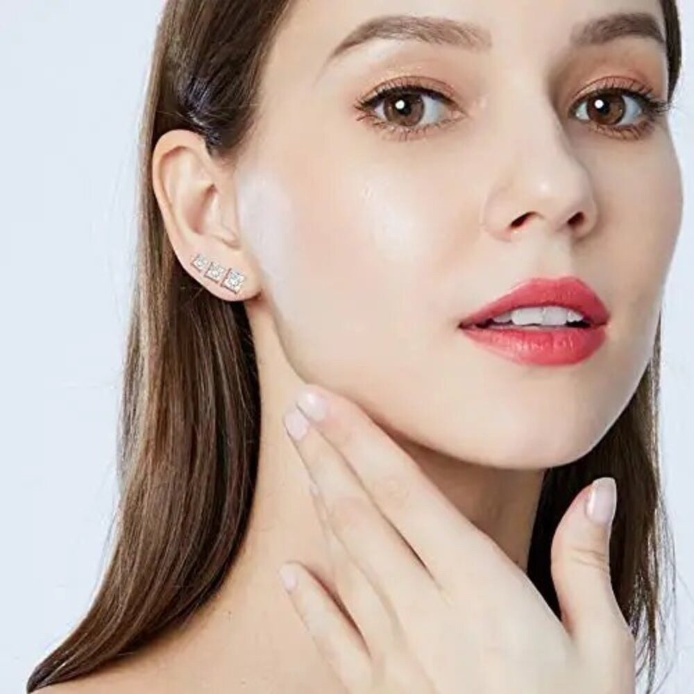 ROUGEMONT Ohrstecker-Set Funkelnde Princess Cut Ohrstecker günstig online kaufen