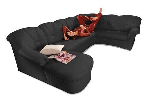 DOMO collection Wohnlandschaft Papenburg, zeitlose Rückensteppung, elegante Formensprache, U-Form, in großer Farbvielfalt, wahlweise mit Bettfunktion