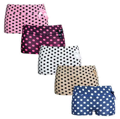Markenwarenshop-Style Panty 5 x Damen Boxershorts Slips Panty Hot Pants Hipster mit Punkte 8025 M Größe: M
