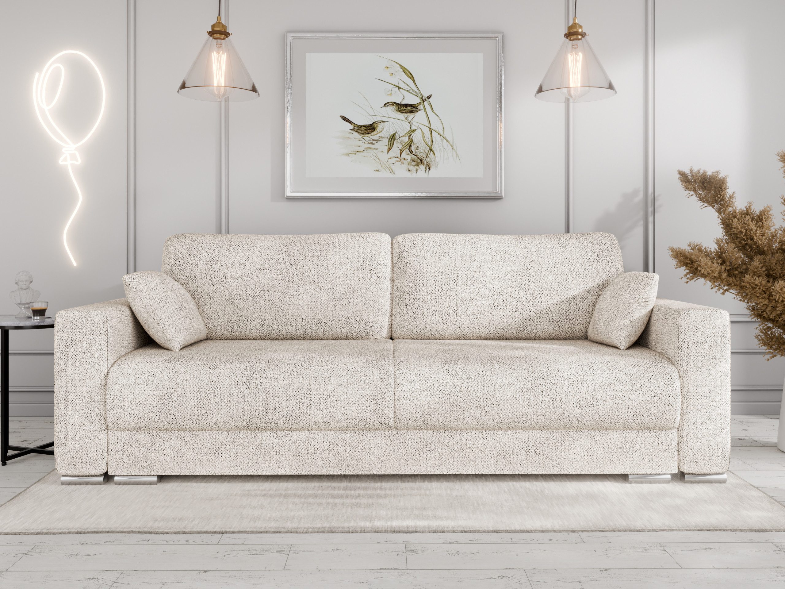 PANDA MÖBEL GmbH Schlafsofa CALMA Schlafsofa mit Bettkasten 3-Sitzer modern günstig online kaufen