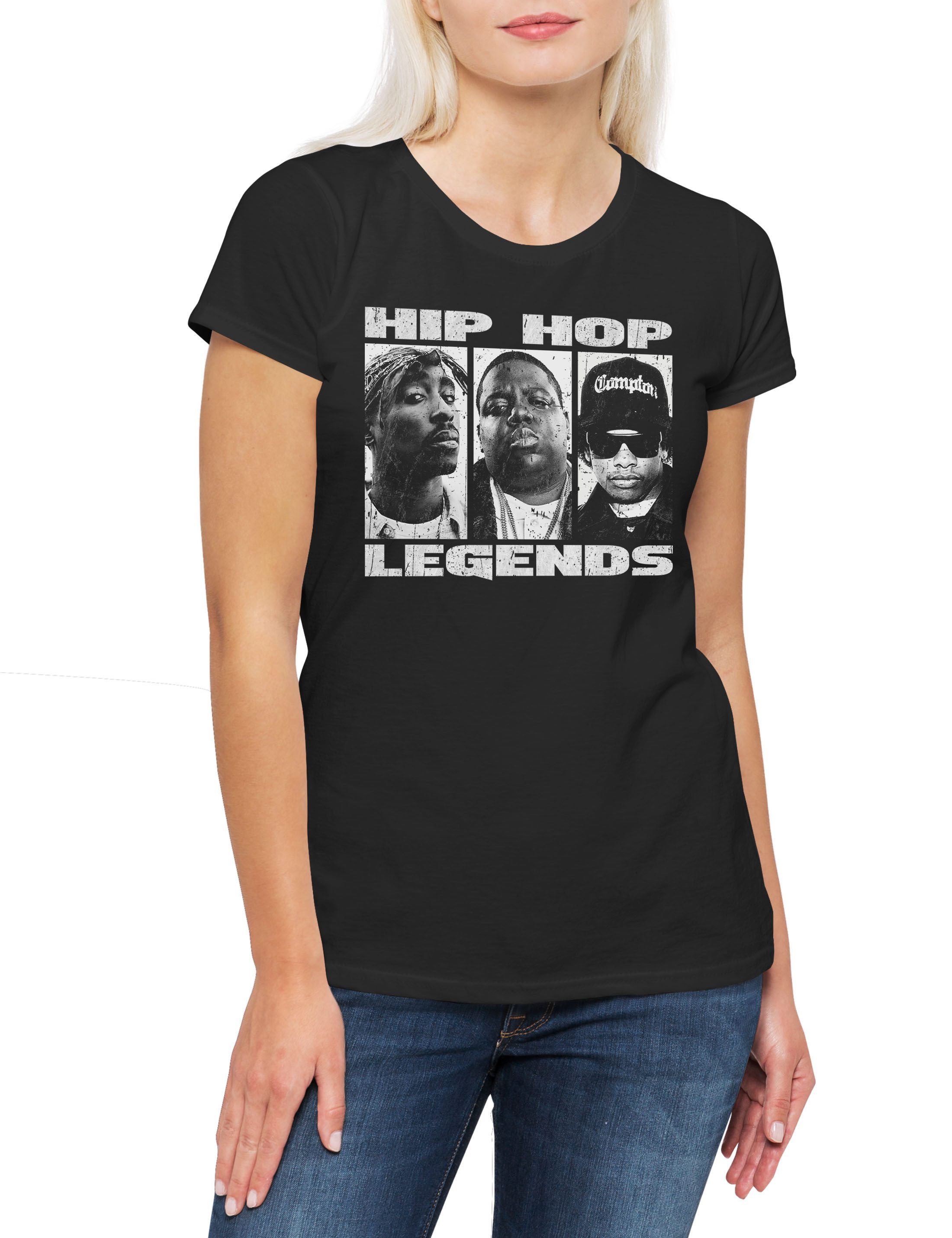 Urban Backwoods Print-Shirt Hip Hop Legends Damen T-Shirt Rap Gangster Legenden Heroes Rapper (1-tlg) Producer Produzent Musik Music