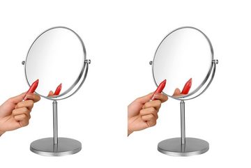 Ambrosya Kosmetikspiegel Schminkspiegel aus Edelstahl mit 5-facher Vergrößerung Bad Make-Up (Komplett-Set), 5-fach Vergrößerung