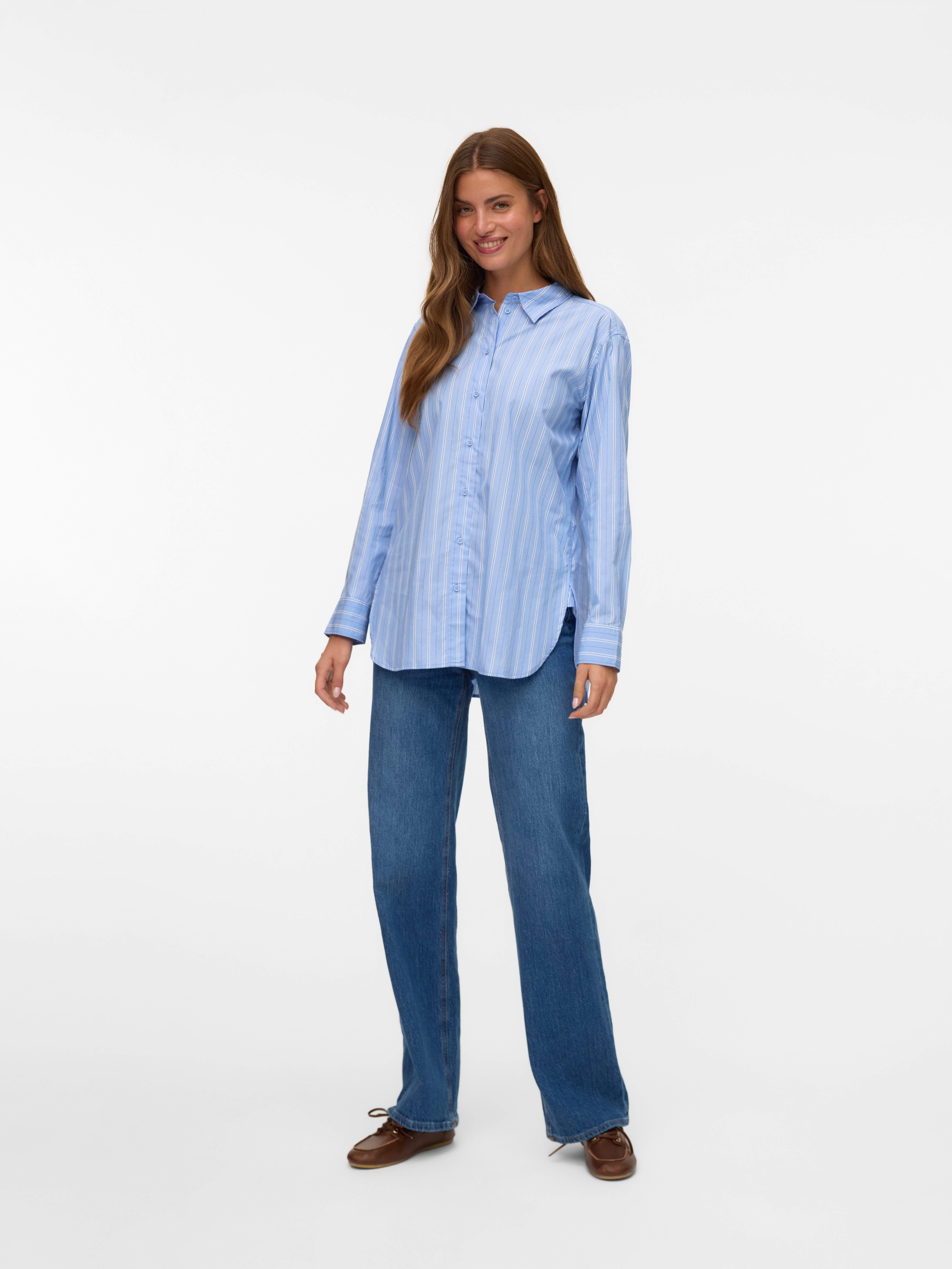 Vero Moda Hemdbluse VMELINA LS SHIRT WVN NOOS Baumwolle