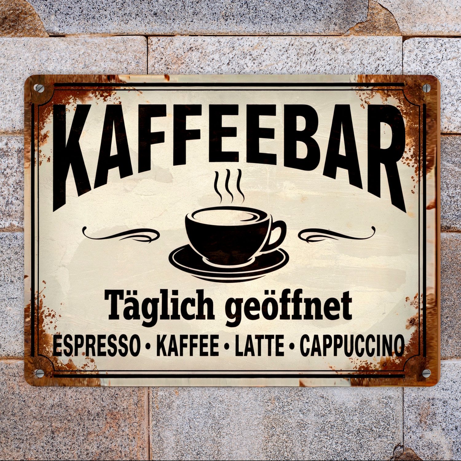 speecheese Metallschild Kaffeebar Metallschild XL in 21x28 cm im Vintage-St günstig online kaufen