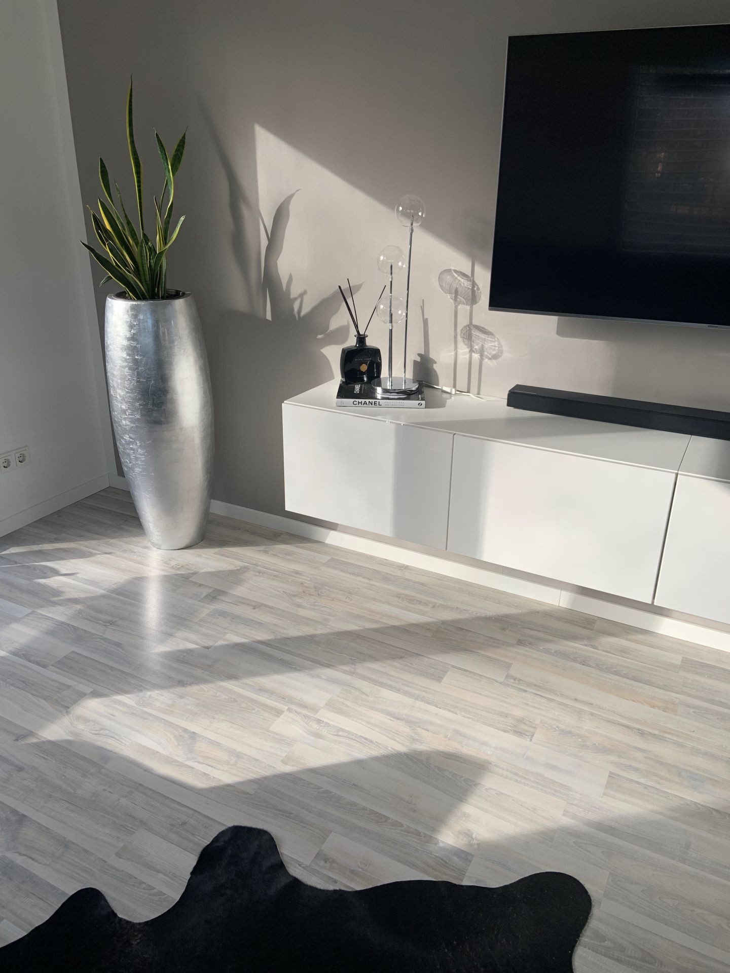 VIVANNO Bodenvase Fiberglas MAGNUM Rund - Silber Blattoptik Hochglanz (1 St günstig online kaufen