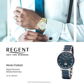 Regent Funkuhr Regent Herren Uhr FR-254 Metall Funk, Herren Funkuhr rund, groß (ca. 40mm), Metallarmband
