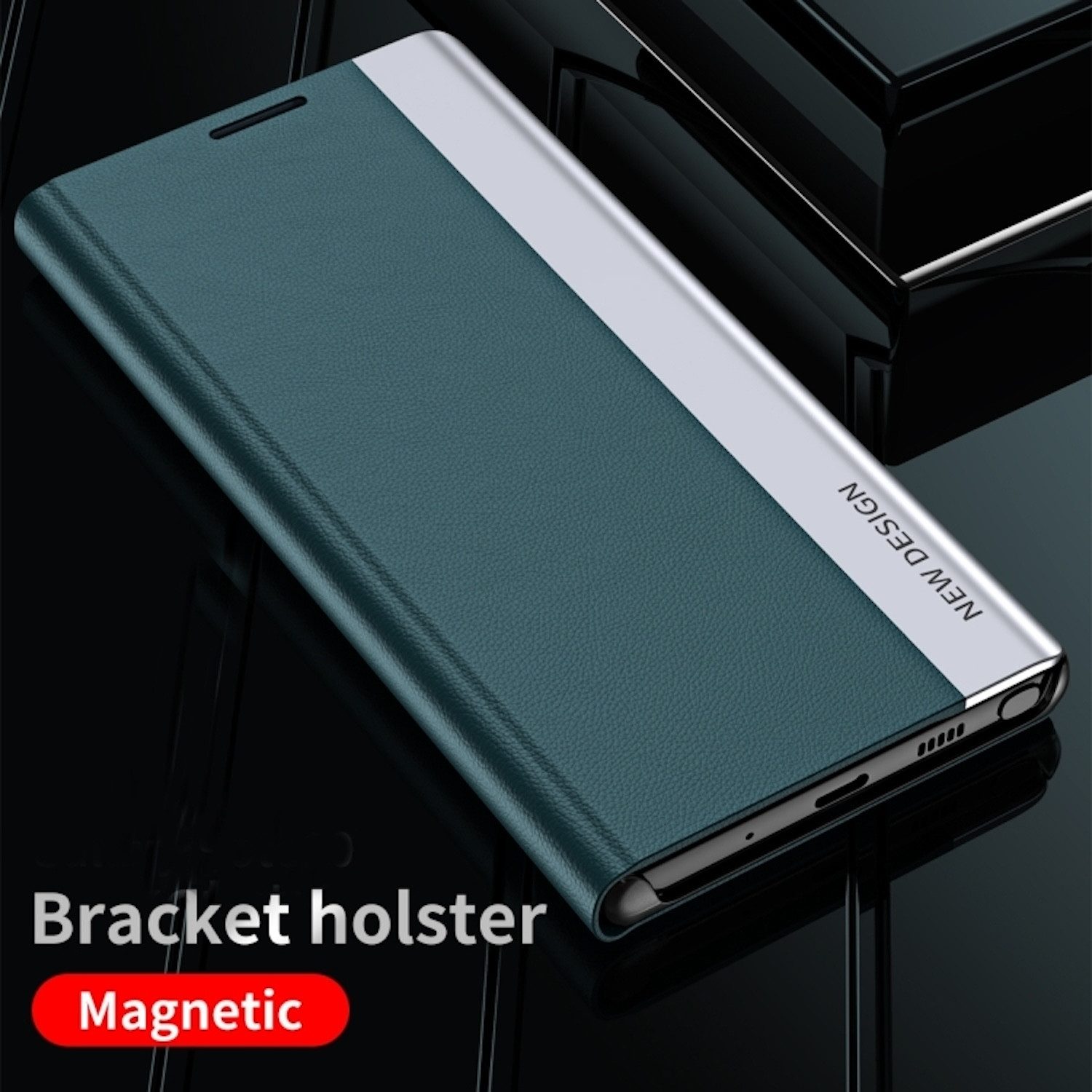 Wigento Smartphone-Hülle Für Xiaomi Redmi Note 14 Pro 5G Electroplated Flip Kunstleder Hülle, Seiten-Elektroplattierung, Flip-Stand, Adsorptionsfunktion