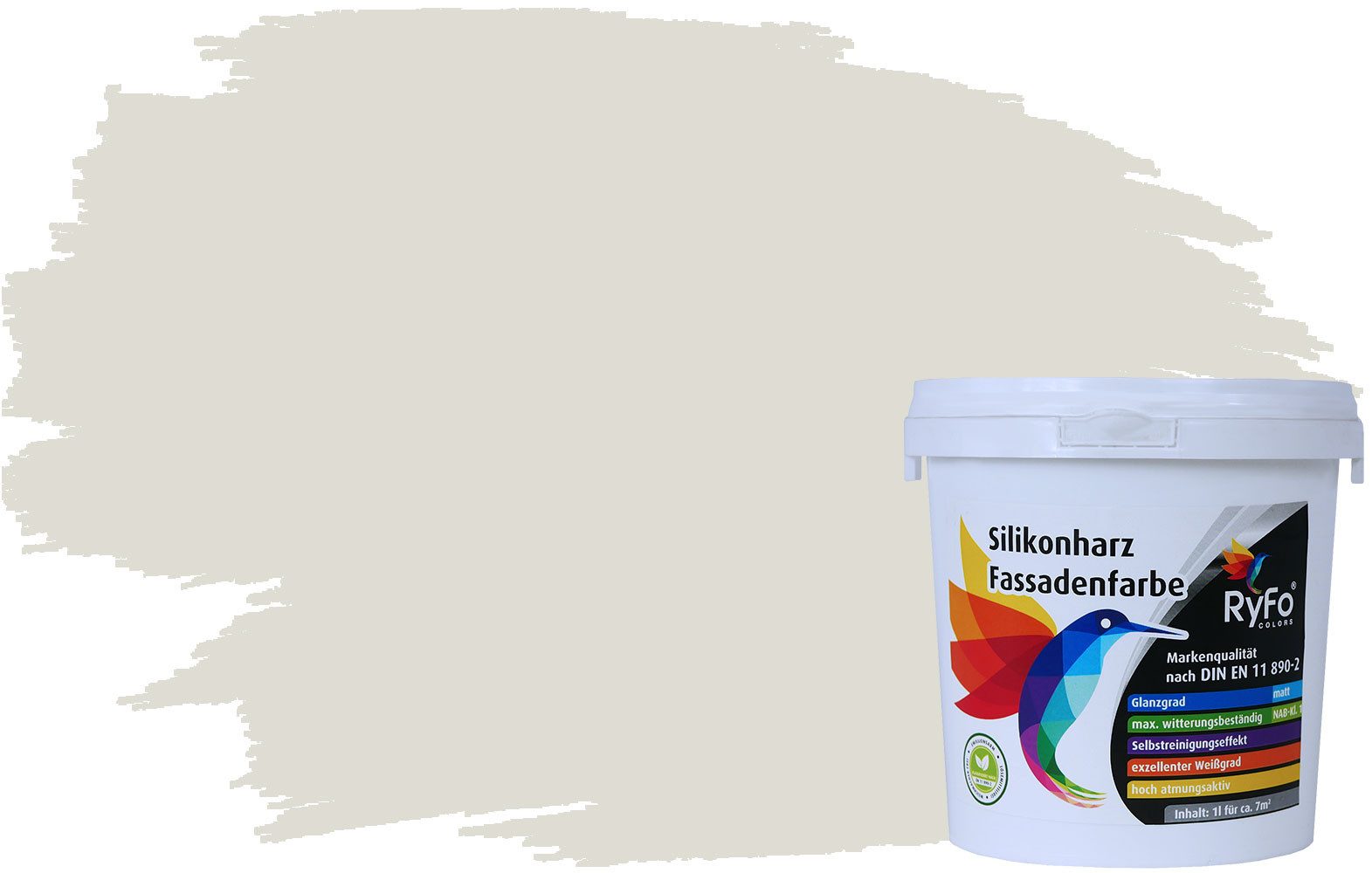 RyFo Colors Fassadenfarbe Silikonharz Fassadenfarbe Grautöne, 1 L ca. 6 m², Wasserabweisend, diffusionsfähig, schützt vor Schmutz, UV-beständig