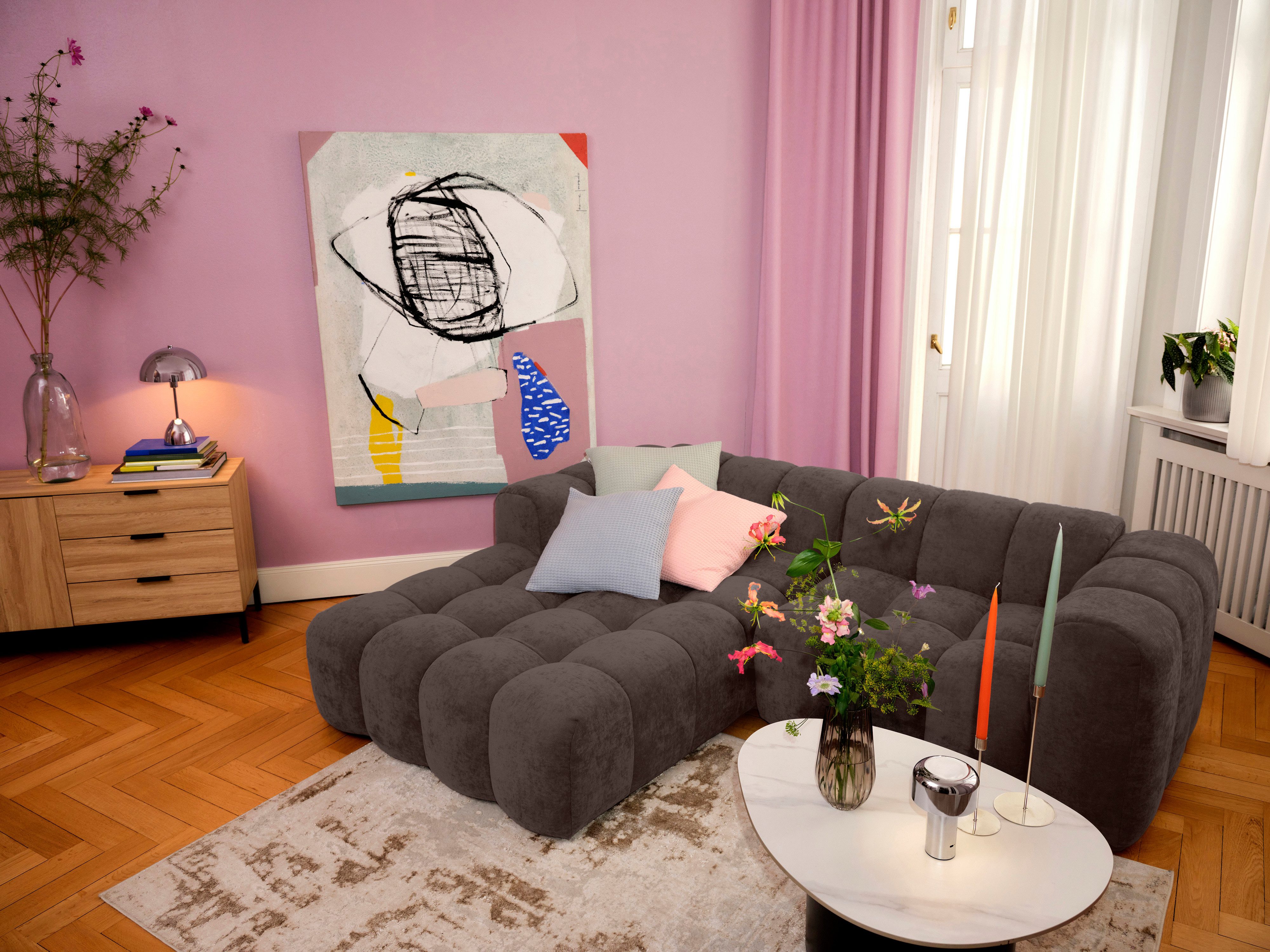 OTTO home Ecksofa KALLIE L-Form, 248 cm - OTTO. Verlässliche Qualität., Bubble Optik, moderne Steppung, hoher Sitzkomfort