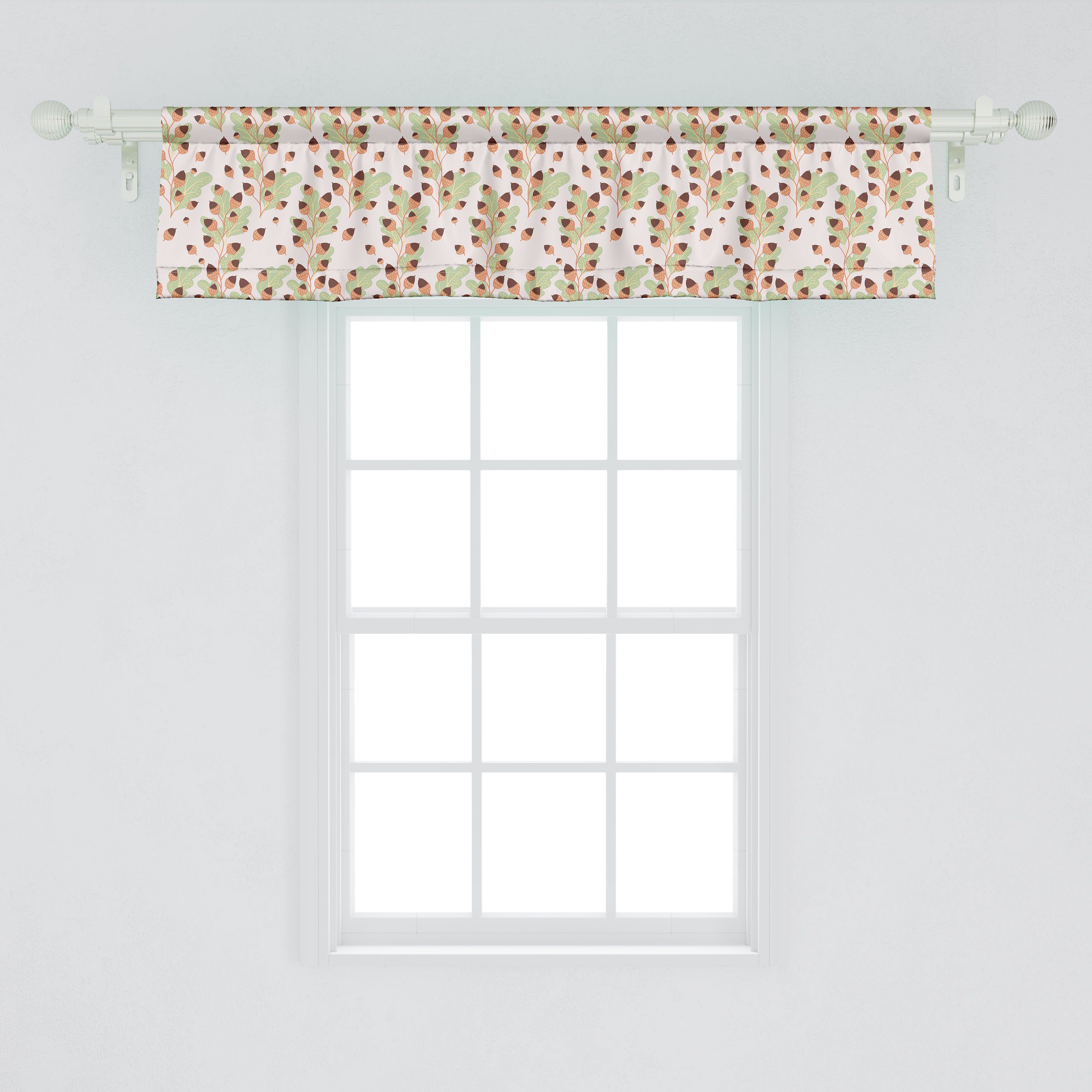Scheibengardine Vorhang Volant für Küche Eicheln Herbst Dekor Blätter Microfaser, Eiche mit auf Abakuhaus, Schlafzimmer Stangentasche