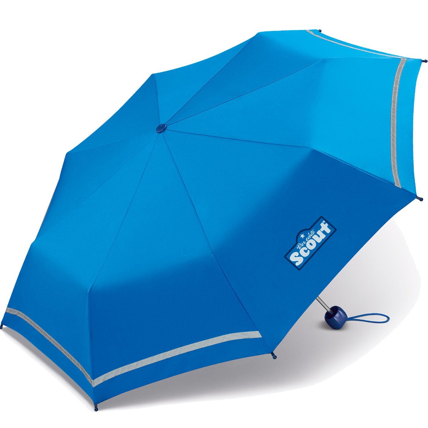 Scout Taschenregenschirm Mini reflektierend, Basic blau leicht Kinderschirm