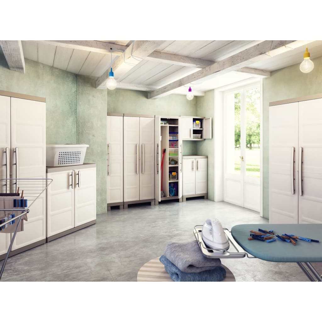 Keter Fächerschrank Lagerschrank Excellence Niedrig Beige und Taupe 97 cm (1-St)