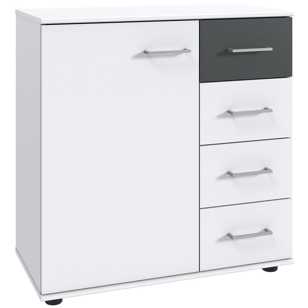 Lomadox Kommode TREVISO-43, Schlafzimmerkommode Schlafzimmerschrank Schrank 81 cm breit weiß