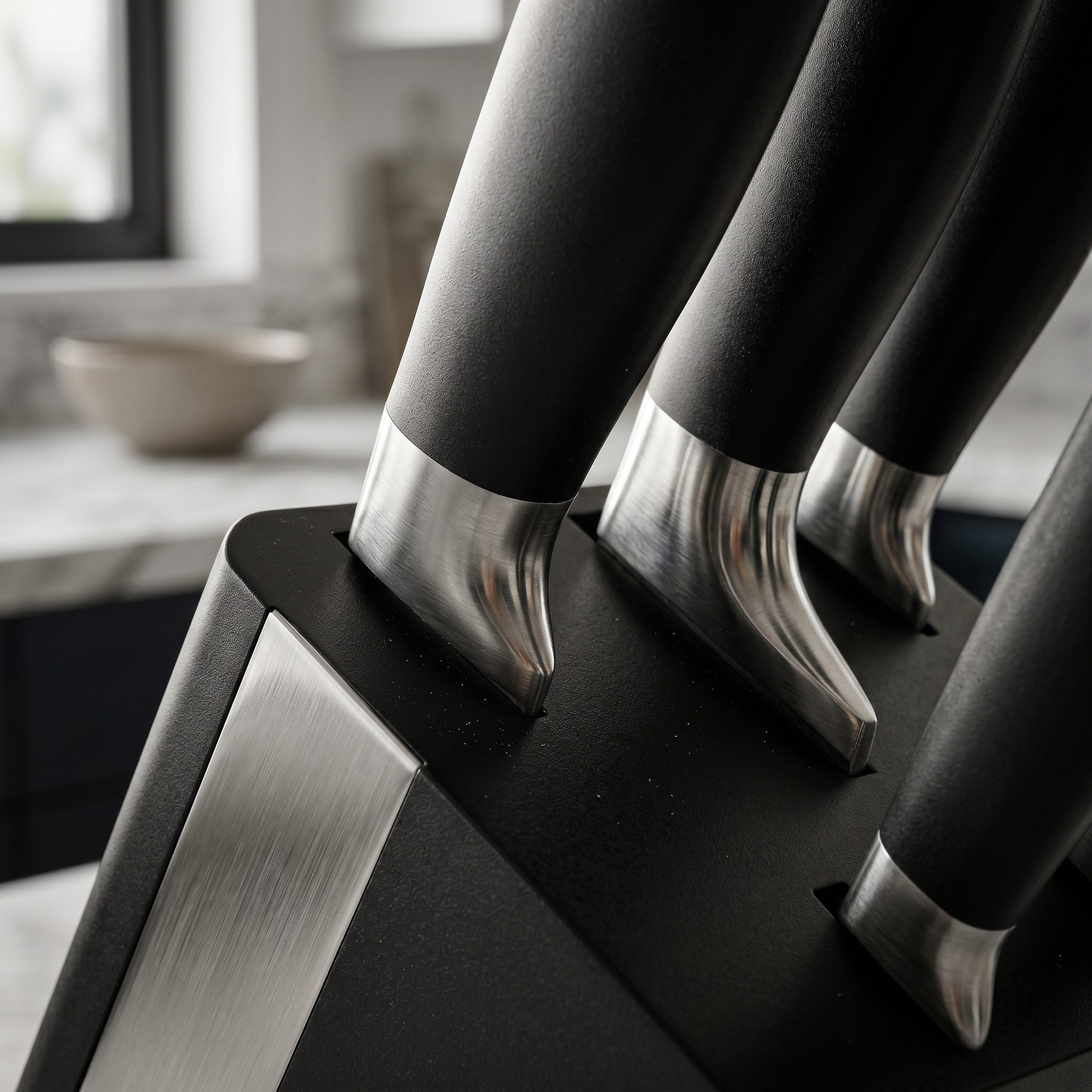 Arendo Messerblock 5-teilig mit Holzblock & Messern aus Edelstahl, ergonomische Griffe (6tlg), rostfrei, präzisionsgeschliffene Klingen, spülmaschinenfest