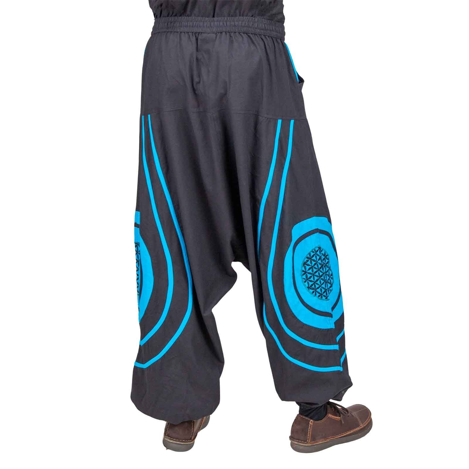 KUNST UND MAGIE Haremshose Baggy Pants Hippie Baumwolle Haremshose Lebensblume Flower of Life