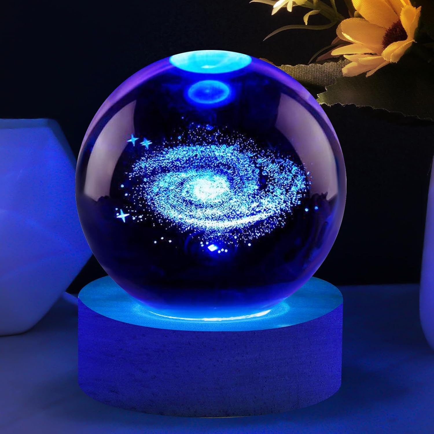 FELIXLEO LED Dekolicht 3D Kristallkugel Nachtlicht Galaxie LED USB Hausdeko Geschenk