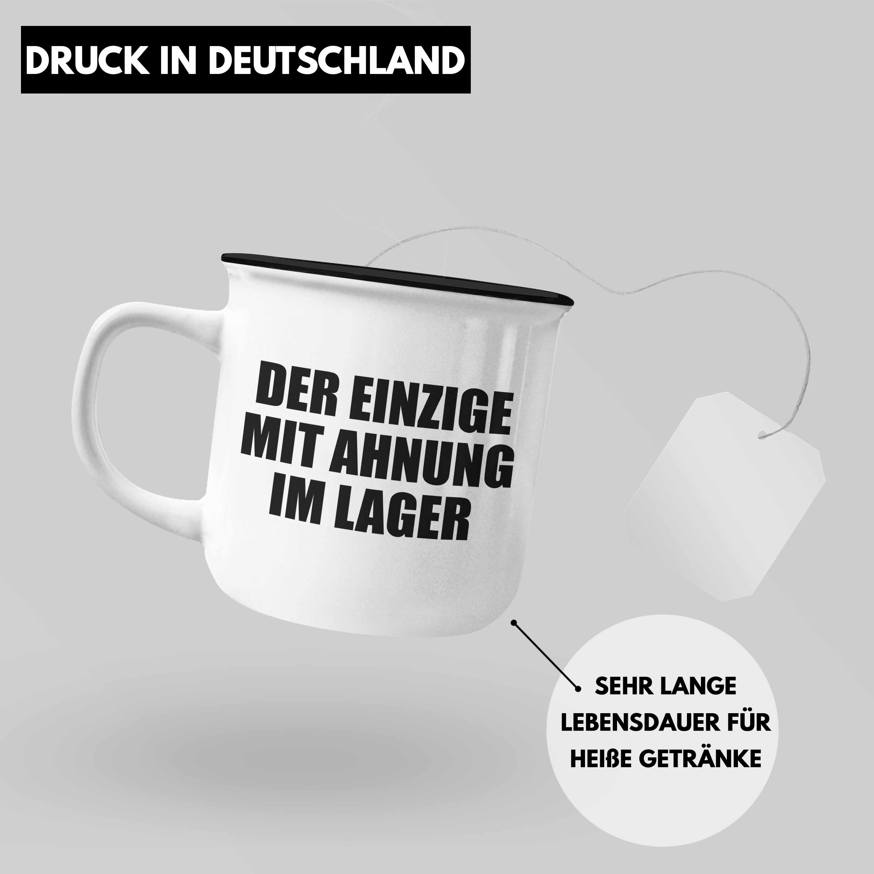 Trendation Thermotasse Trendation - Lager Logistik Geschenk Lagerlogistik Mit Im Ahnung Tasse Schwarz Emaille Einzige Der