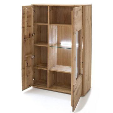 Lomadox Highboard ROSARIO-05, Eiche massiv, mit LED Beleuchtung, Lieferung erfolgt komplett montiert