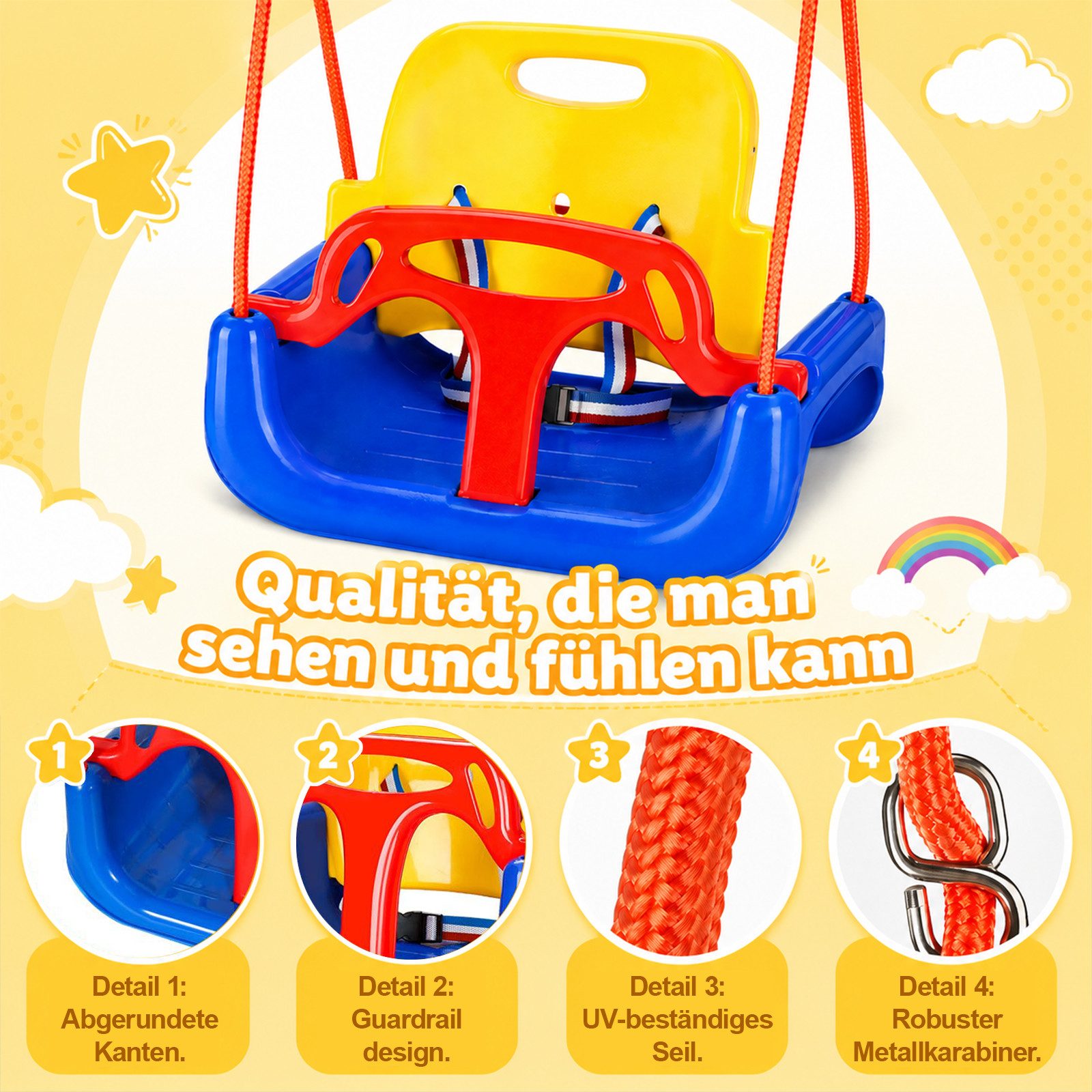 Youyijia Flugschaukel 3-in-1 Schaukelsitz mit hoher Rückenlehne, Spielplatzschaukelsitz – Bild 3 von 5