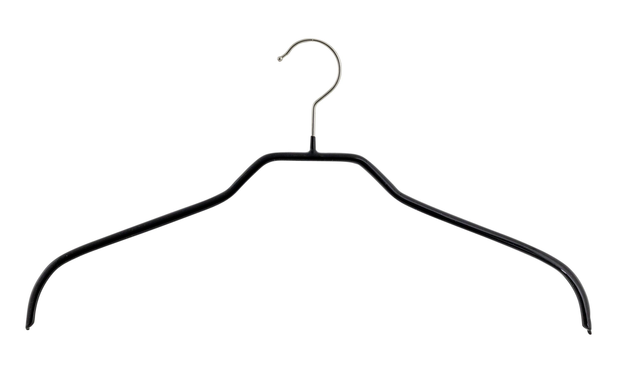 MAWA Kleiderbügel MAWA Silhouette F Kleiderbügel aus profiliertem Stahlband, ganzflächig rutschhemmend ummantelt, drehbarer Haken geeignet für Kinderbekleidung, Oberbekleidung, 10 Stück Schwarz