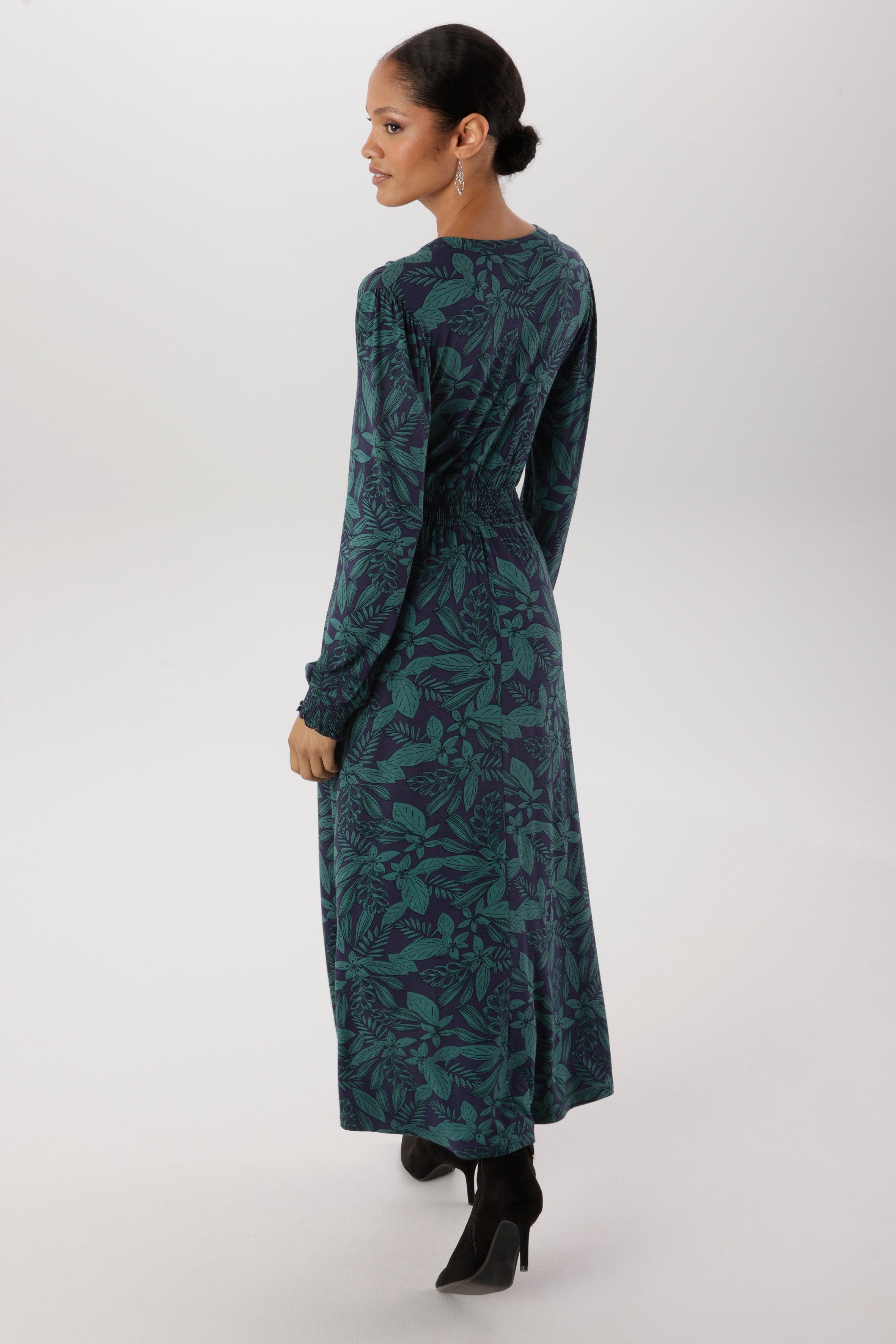 Aniston SELECTED Midikleid mit Smok-Details und fantasievollem Bläterdruck - NEUE KOLLEKTION