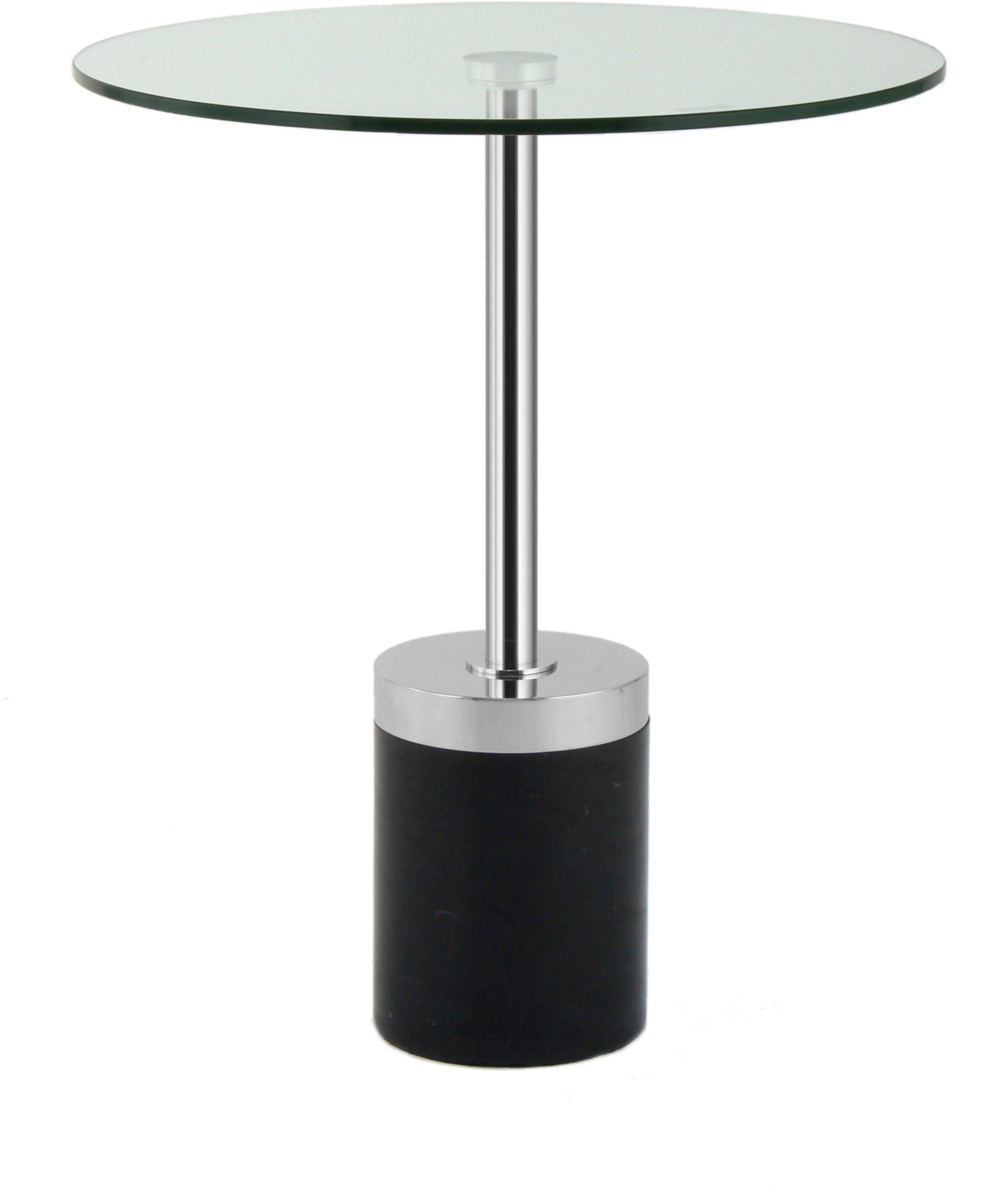 Kayoom Beistelltisch Lana 125, robuste Glasplatte, Sockel in Mamor Optik (1-St), robust, pflegeleicht, hochwertig, Outdoor und Indoor geeignet