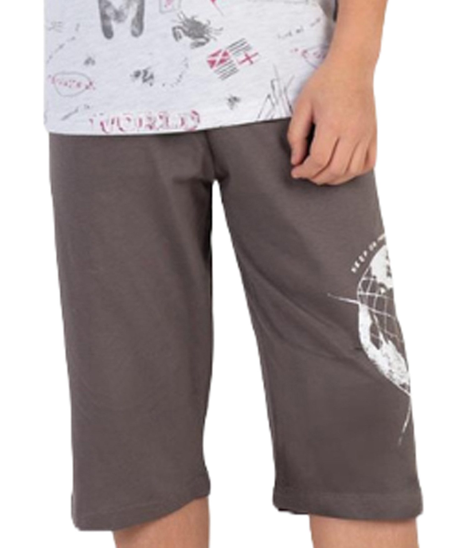 Vienetta Schlafanzug Kids (Set, 2 tlg., 2-teilig) Jungen Pyjama Bermuda Shorty Kurzarm Baumwolle Karomuster