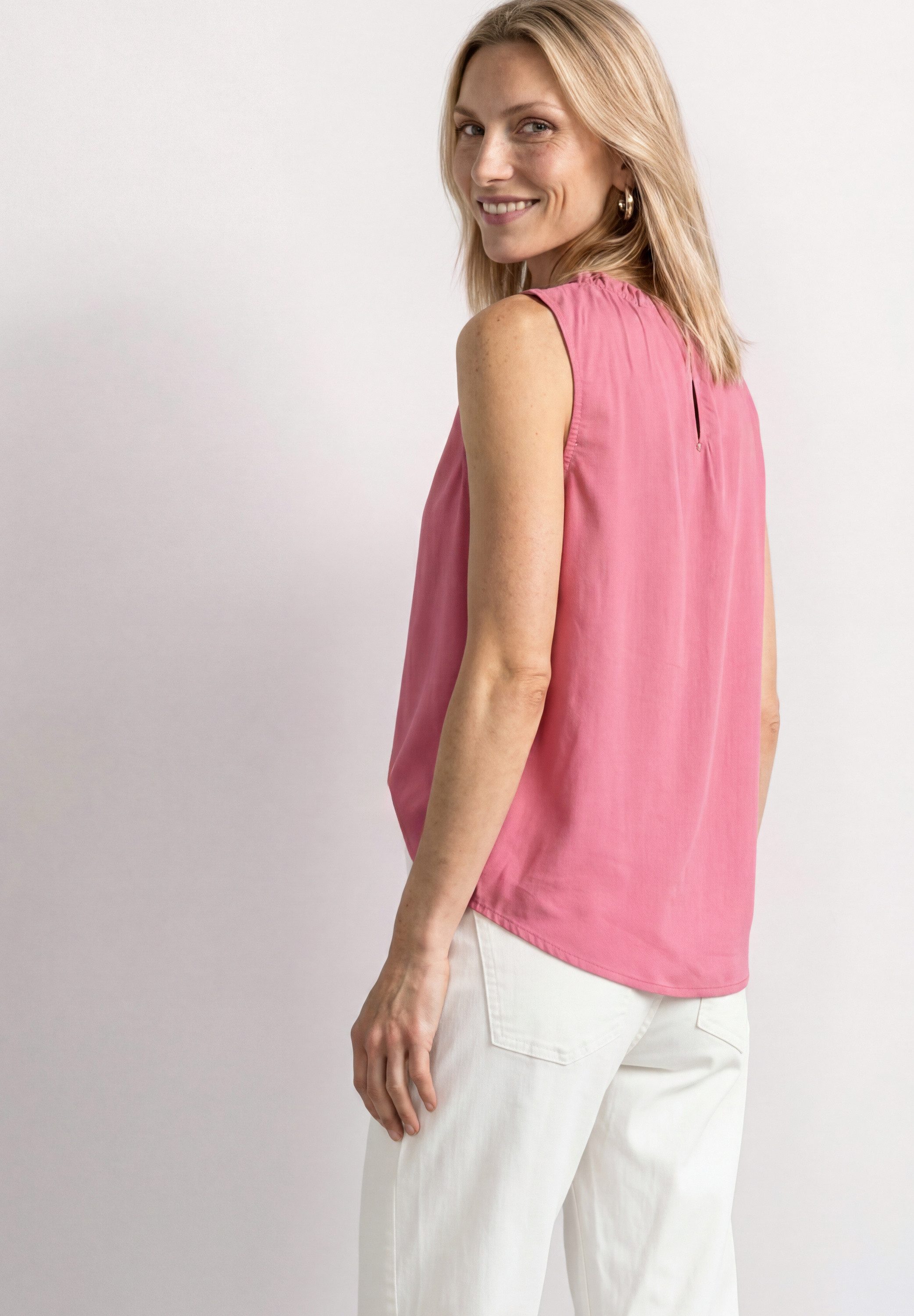 STREET ONE Blusentop Sommertop mit gerafftem Rundhals