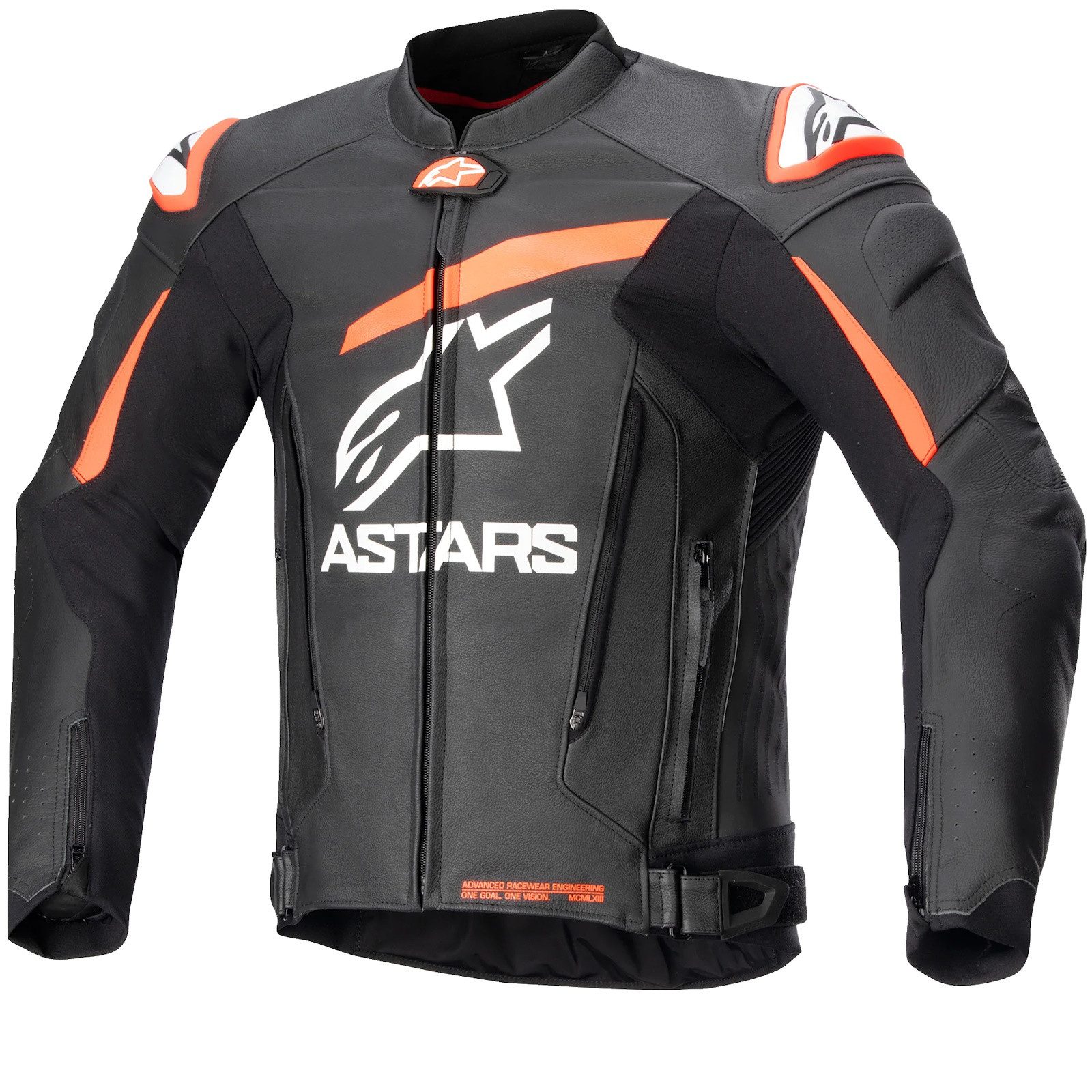 Motorradjacke Alpinestars GP Plus V4 Lederjacke Herren schwarz / fluo-rot / weiss