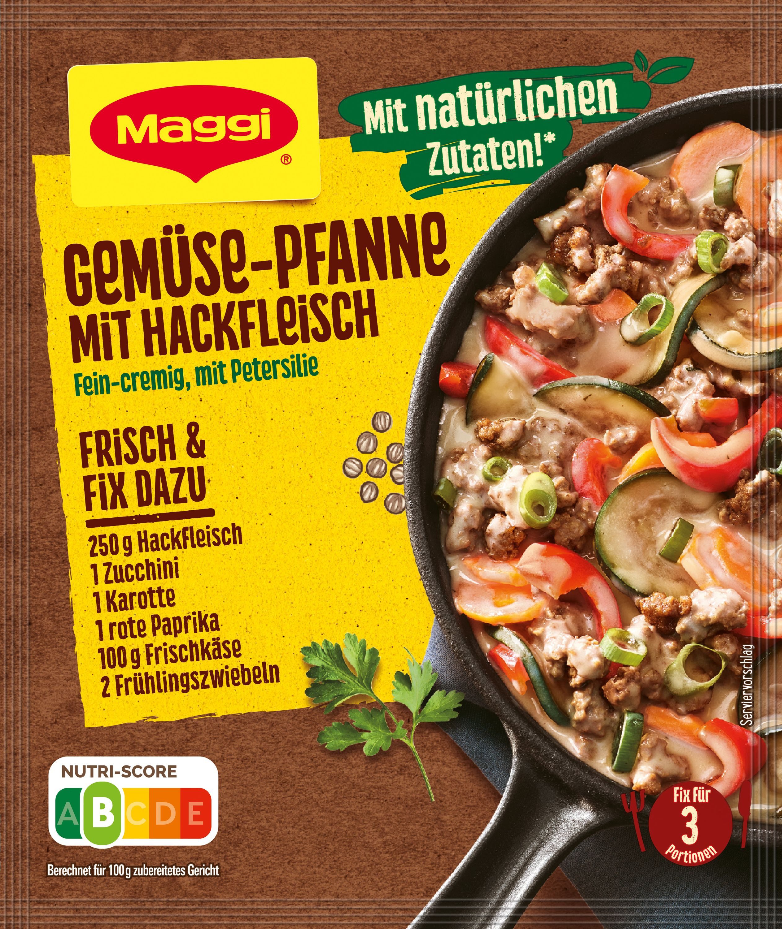 MAGGI Saucen, Maggi Fix fuer Gemuese Pfanne mit Hackfleisch mild wuerzig 37g