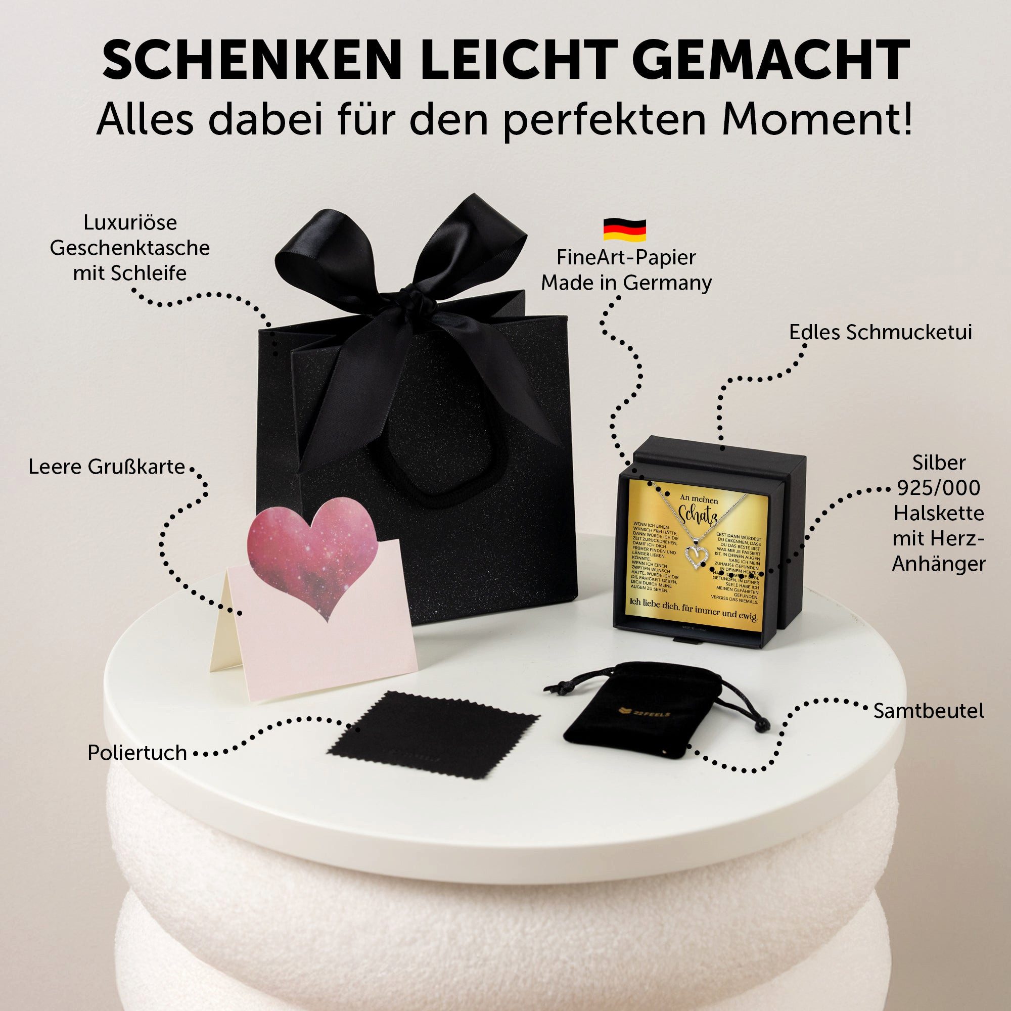 22Feels Schmuckset Schatz Frauen Herz Halskette Ich Liebe Dich Geschenk Dam günstig online kaufen