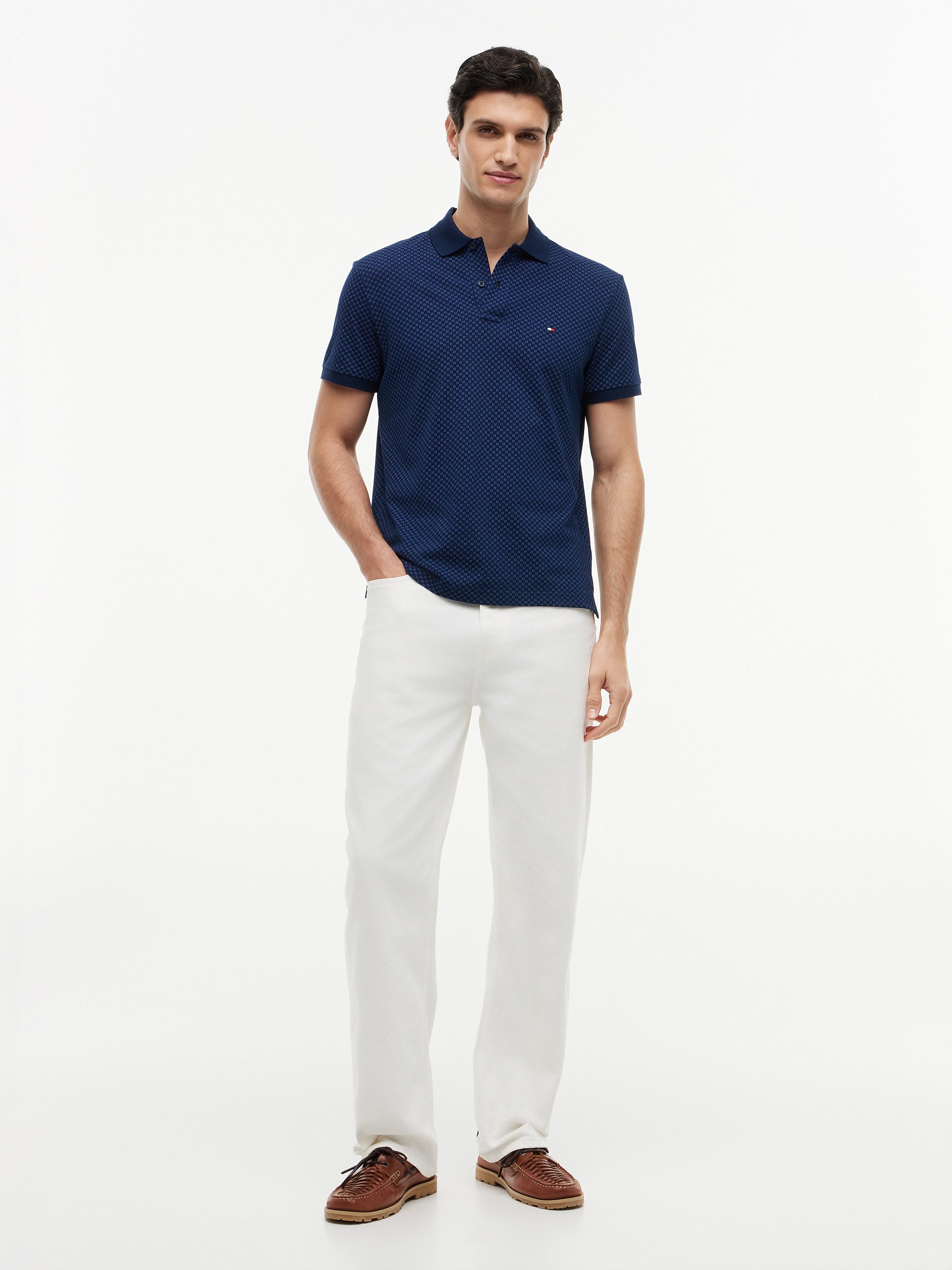 Tommy Hilfiger Poloshirt MICROPRINT PIQUE mit geometrischem Muster, regular fit – Bild 4 von 5