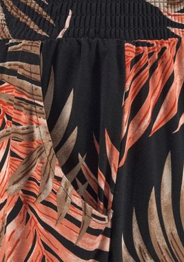 LASCANA Strandhose mit Palmenblätterdruck und Taschen, leichte und elastische Jerseyhose