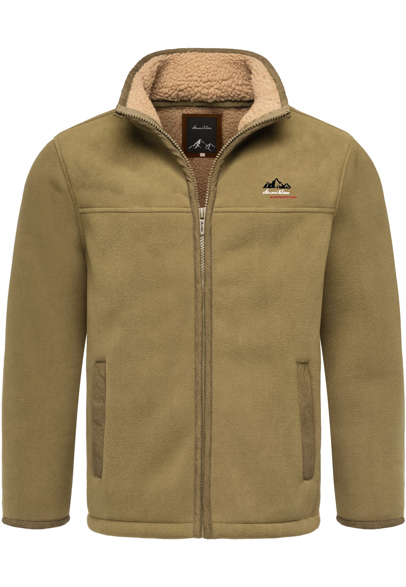 Amaci&Sons Fleecejacke OCONTO Fleecejacke Herren Teddyfell Sweatjacke Plüsc günstig online kaufen