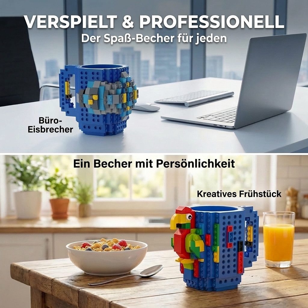 Goods+Gadgets Tasse GOODS+GADGETS LEGOTasse Baustein - kaffee&kinder becher, 350ml, Polycarbonat, Kaffeetasse Kaffee-Becher 350ml – Bild 4 von 5