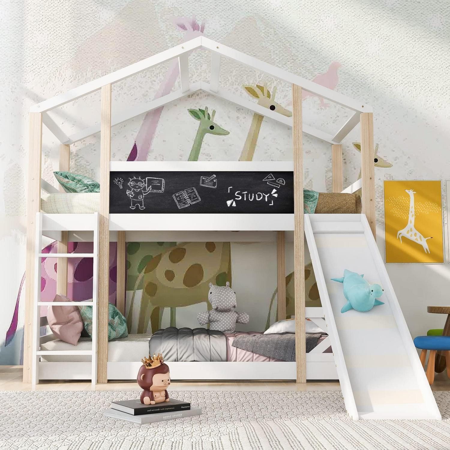 LuxusKollektion Hausbett Kinderbett Baumhaus mit Rutsche 90x200cm