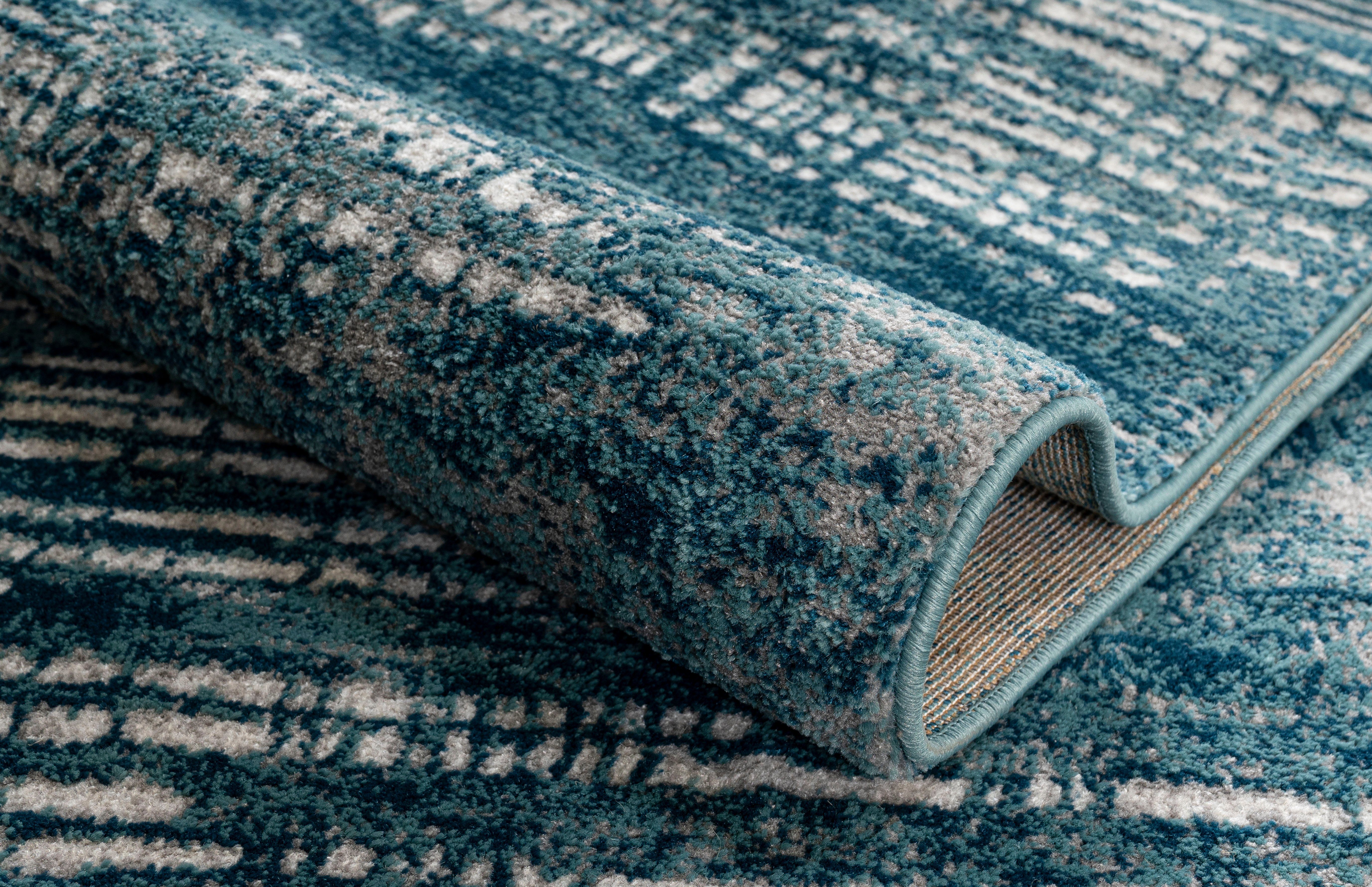 Teppich Ariano, dezenter affaire, rechteckig, Glanz, Carving-Effekt 12 mm, Schrumpf Höhe: Hoch-Tief-Struktur, blau Vintage, Home