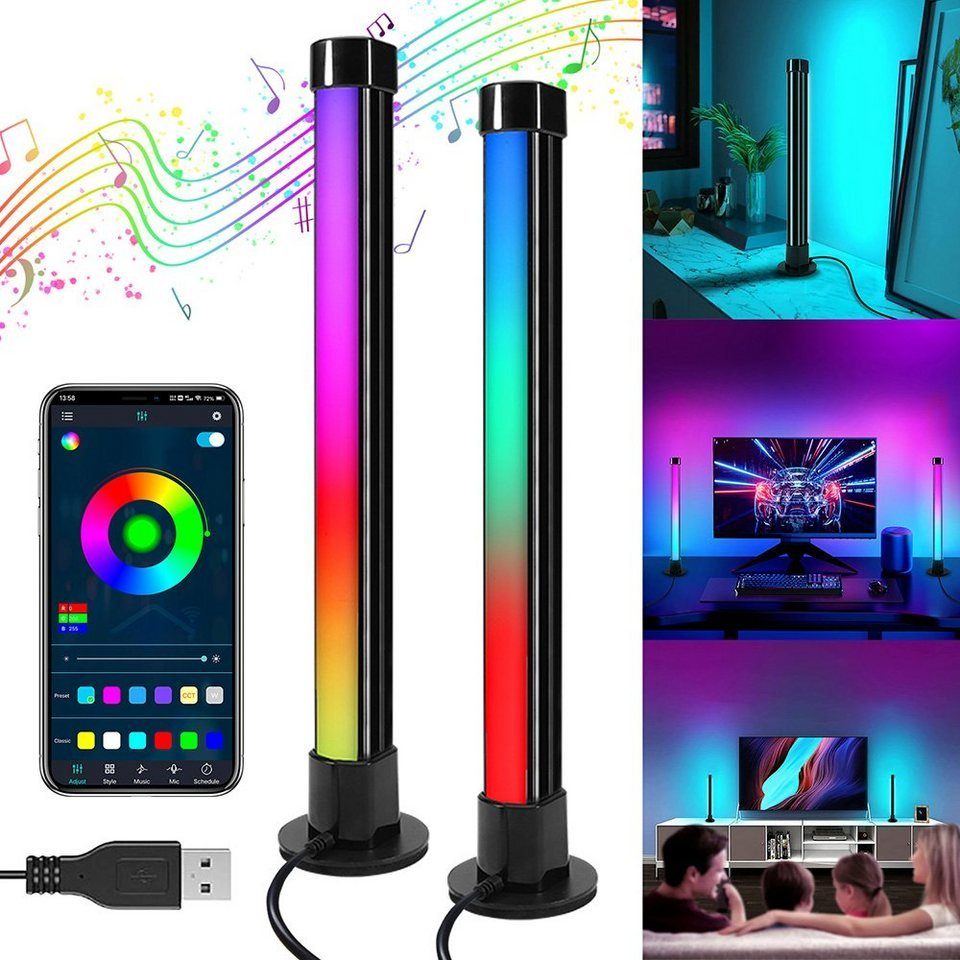 Rosnek LED-Streifen Smart LED Lightbar, RGB TV Hintergrundbeleuchtung für Gaming, PC Deko, mit Bluetooth, App und Fernbedienung, Sync mit Musik, LED Lichtleiste