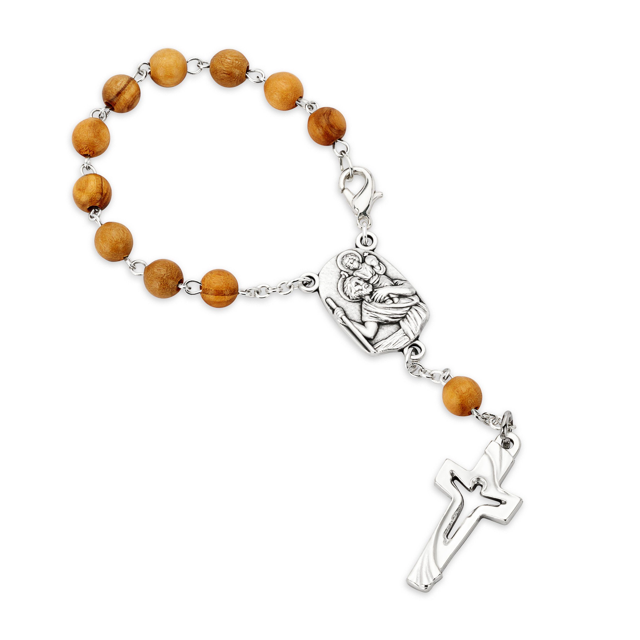 NKlaus Armkette 15 cm Zehner Rosenkranz Heiliger Christophorus Olivenholz 3 günstig online kaufen