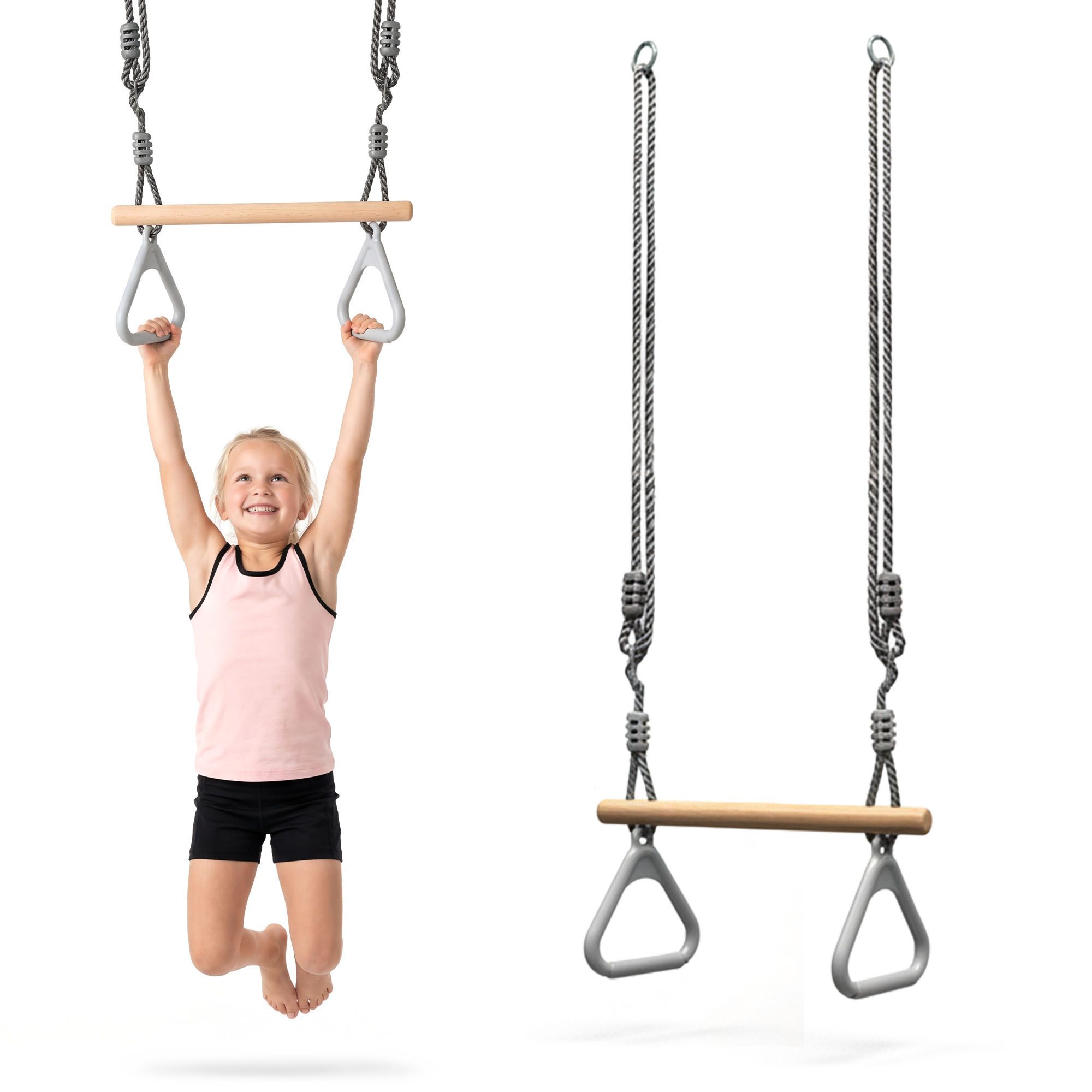HyperMotion Babyschaukel HyperMotion Turntrapez Kinder Holz mit Ringen verstellbar