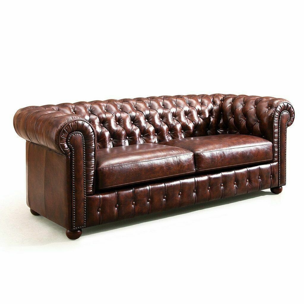 JVmoebel 2-Sitzer Chesterfield Sofa 2 Sitzer Polster Design Luxus 100% Leder Sofort