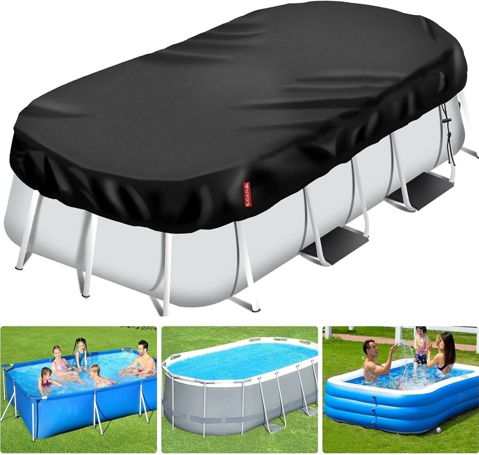 Pool-Abdeckplane Poolabdeckung Rechteckig Uv-Schutz Kordelzug StabilitäT 460×230cm